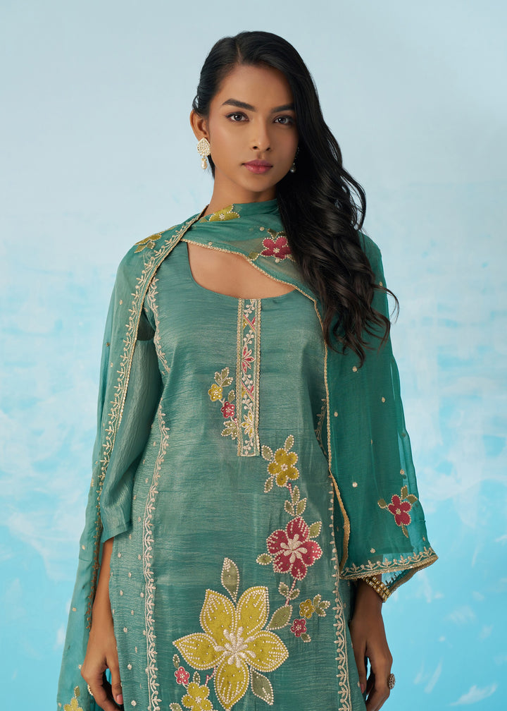 Persian Green Salwar Suit With Dupatta