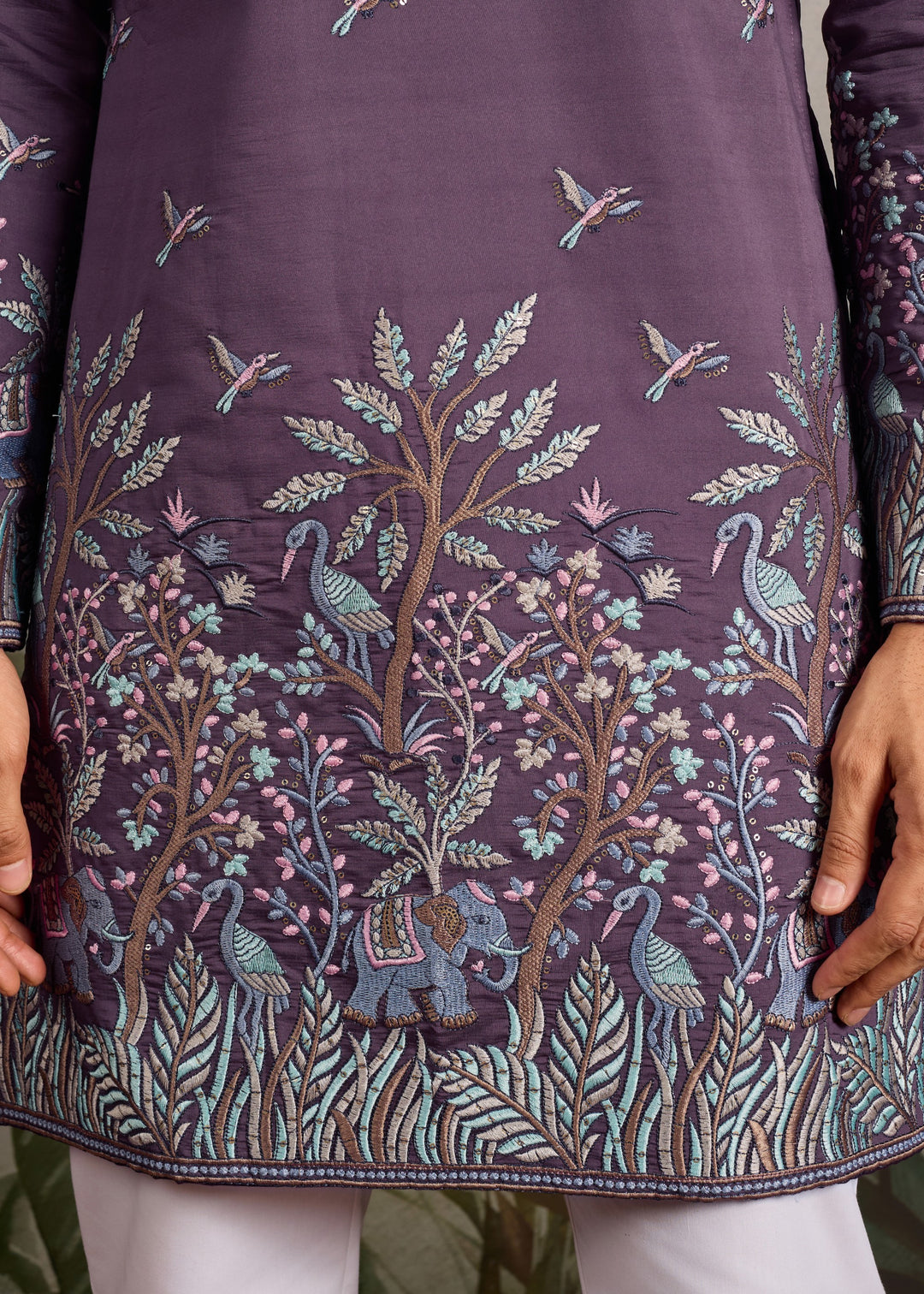 Dusty Plum Mens Silk Kurta with Pant