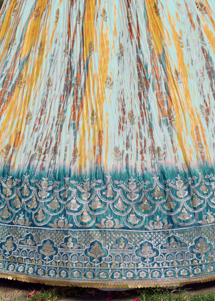 Maya Blue Chinon Silk Lehenga Choli