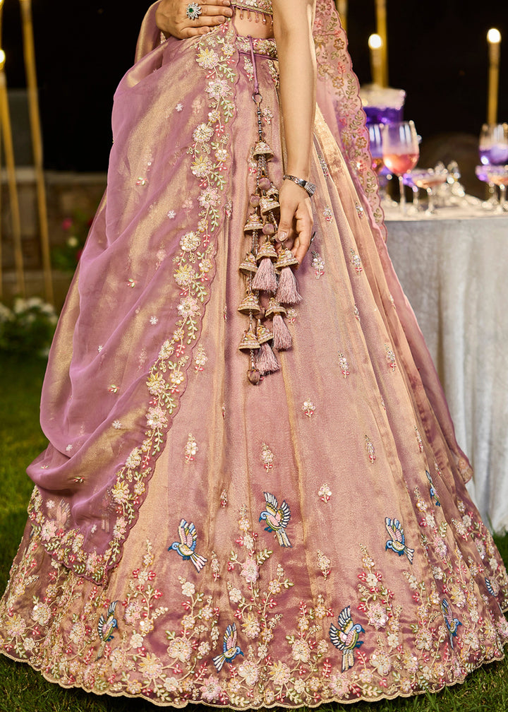 Lavender Tissue Lehenga Choli with Beads & Sequince Embroidered