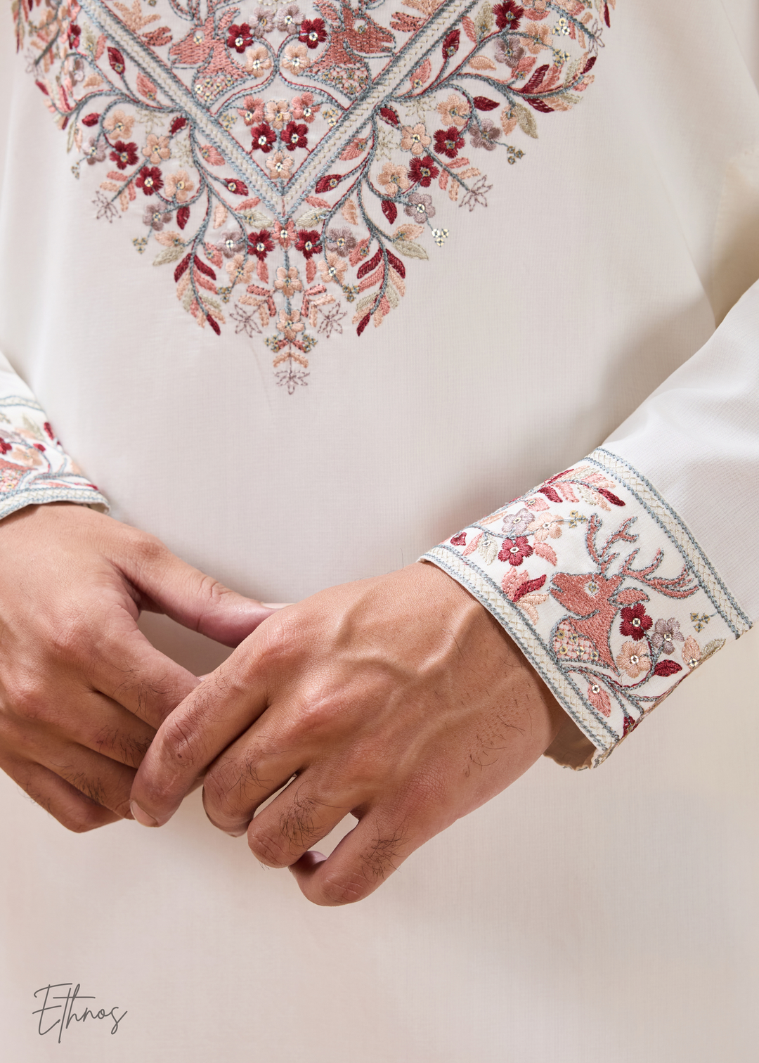 White Mens Wear Silk Kurta With Pant And Dupatta