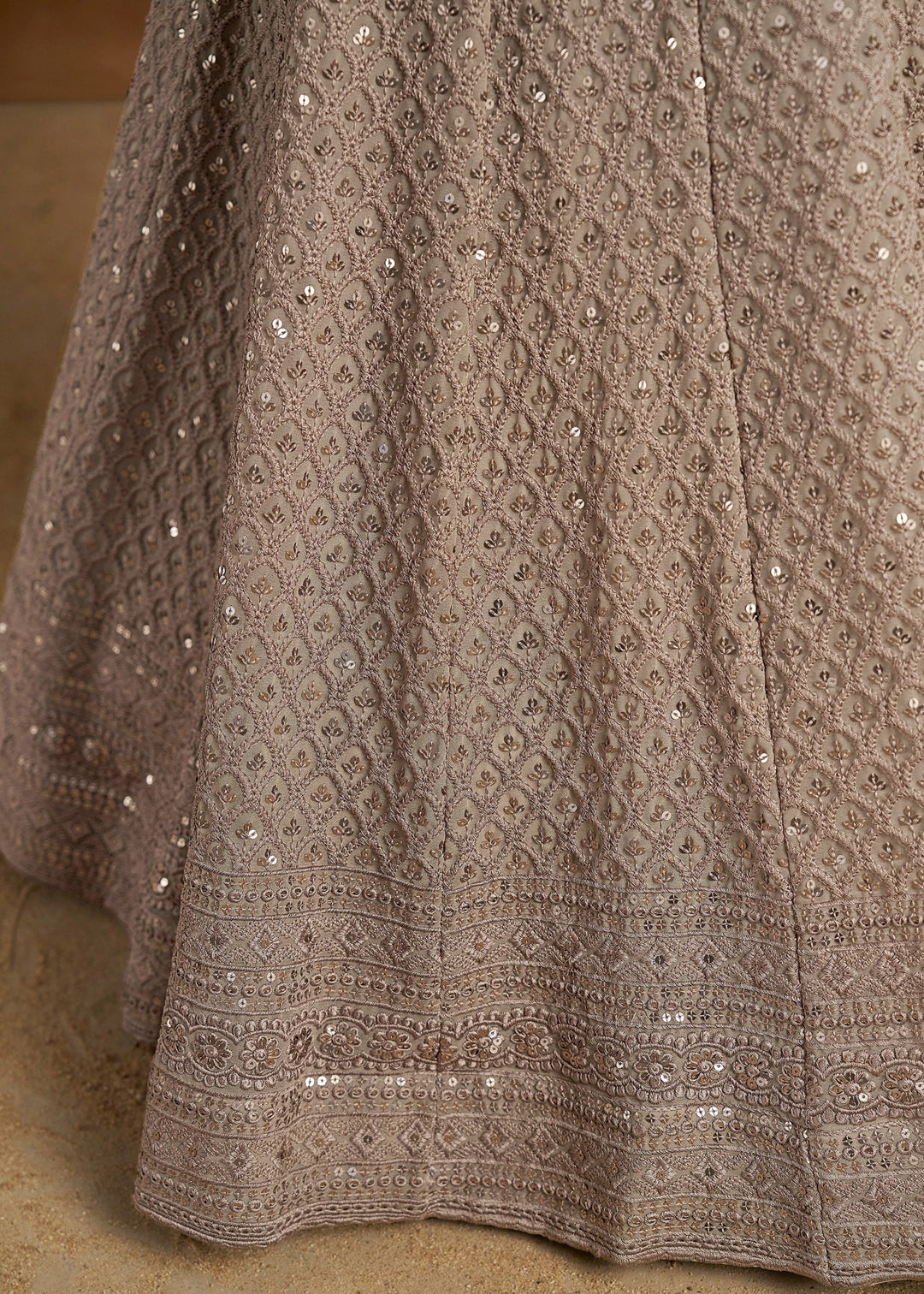 Grey Georgette Lehenga With Sequins and Thread Embroidered Work