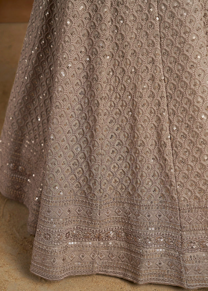 Grey Georgette Lehenga With Sequins and Thread Embroidered Work
