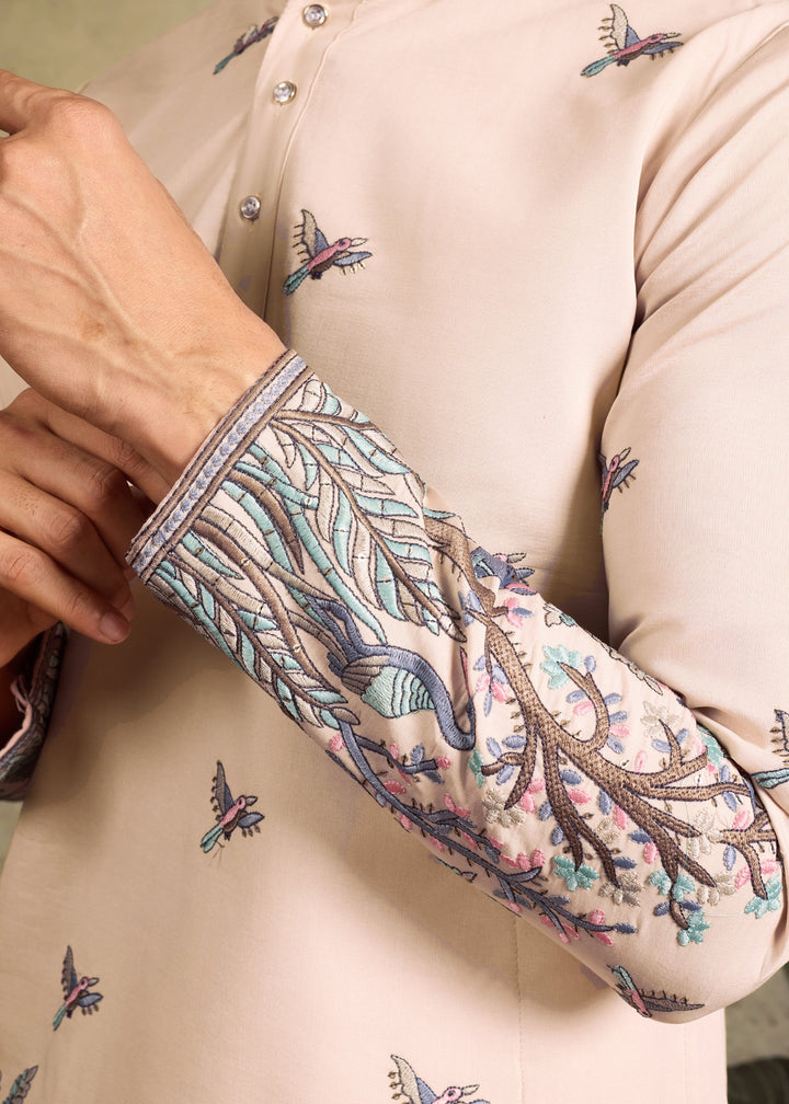 Blush Nude Mens Silk Kurta with Pant