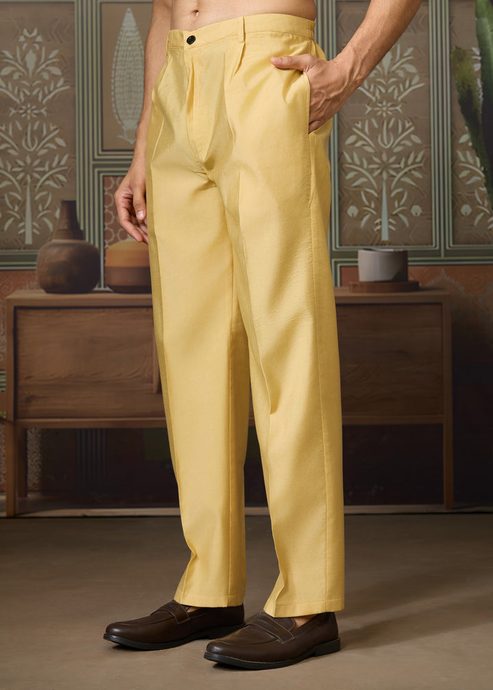 Mustard Yellow Mens Wear Koti Style with Silk Kurta and Pajama
