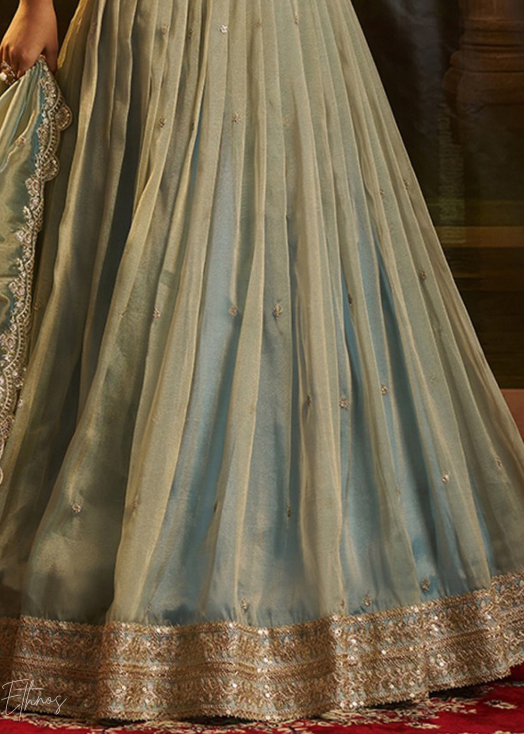 Torquoise Organza Art Silk Lehenga
