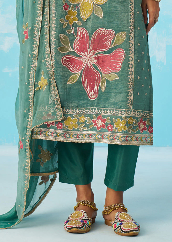 Persian Green Salwar Suit With Dupatta