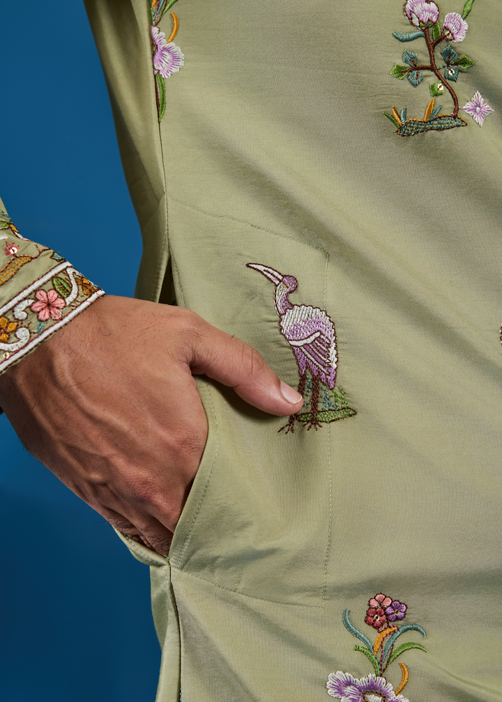 Olive Mist Mens Wear Kurta with Pant