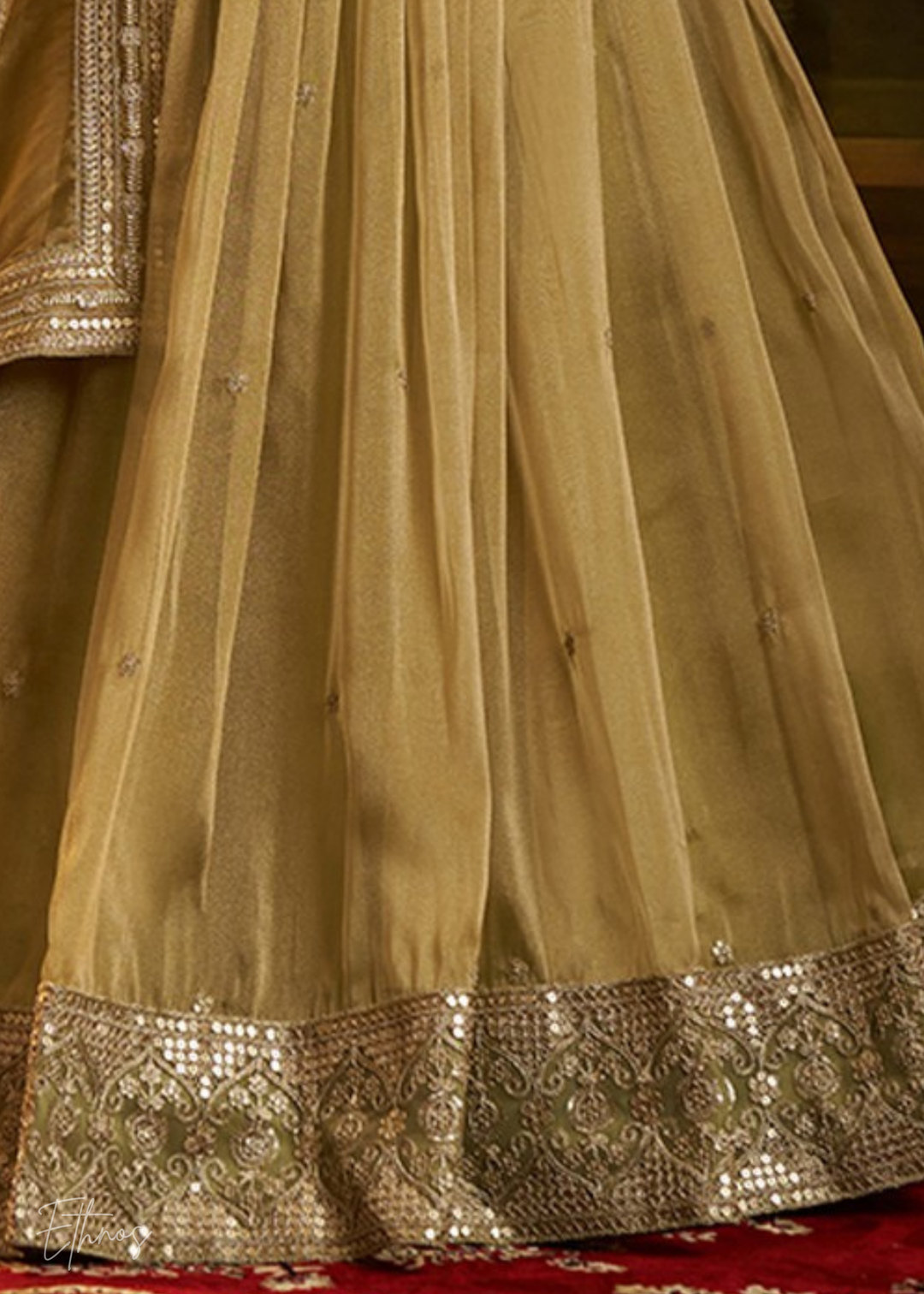 Olive Crepe Art Silk Lehenga