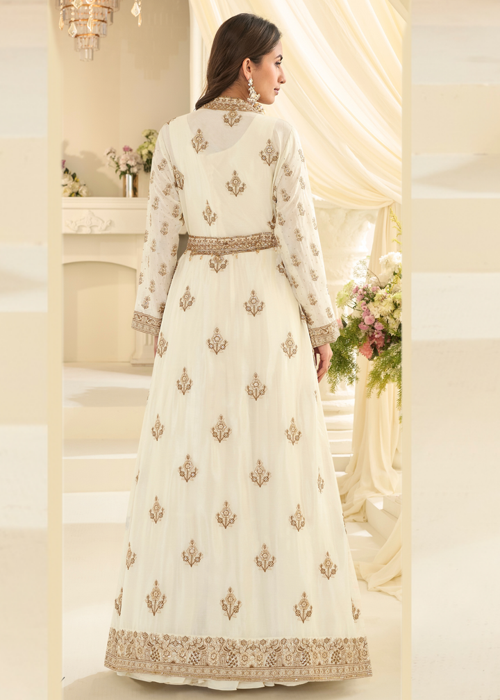 Alabaster Imperial Vine Chinon Silk Jacket Gown Set