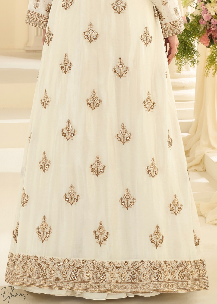 Alabaster Imperial Vine Chinon Silk Jacket Gown Set