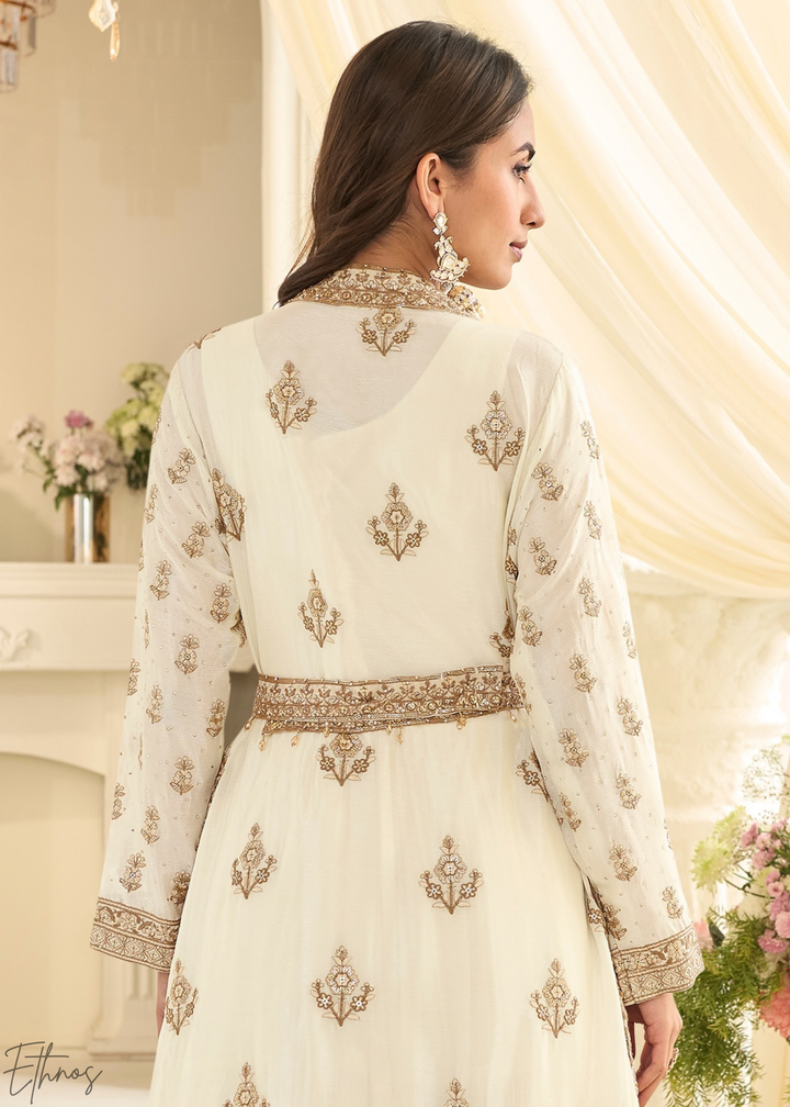 Alabaster Imperial Vine Chinon Silk Jacket Gown Set