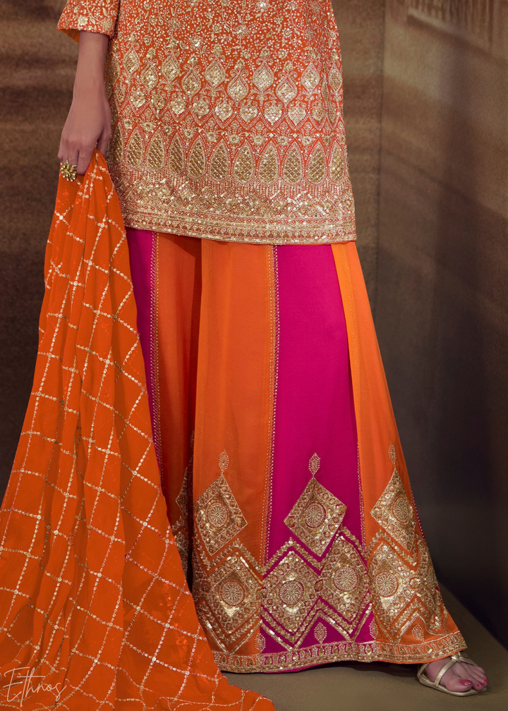 Amber Chevron Gota Faux Georgette Palazzo Suit