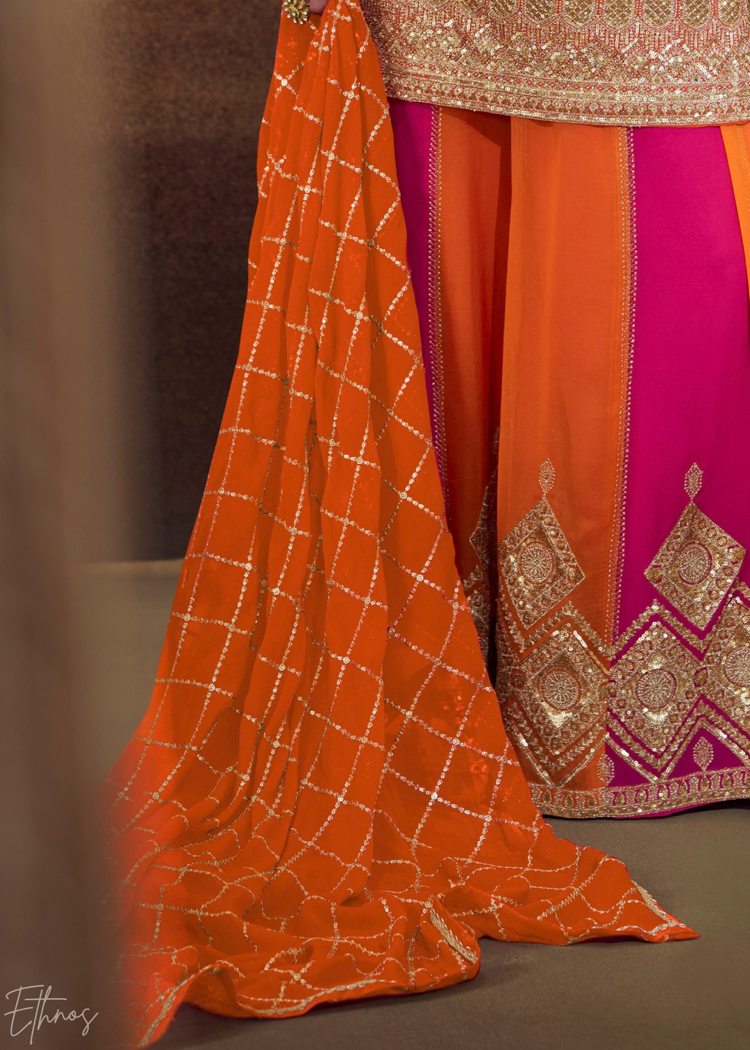Amber Chevron Gota Faux Georgette Palazzo Suit
