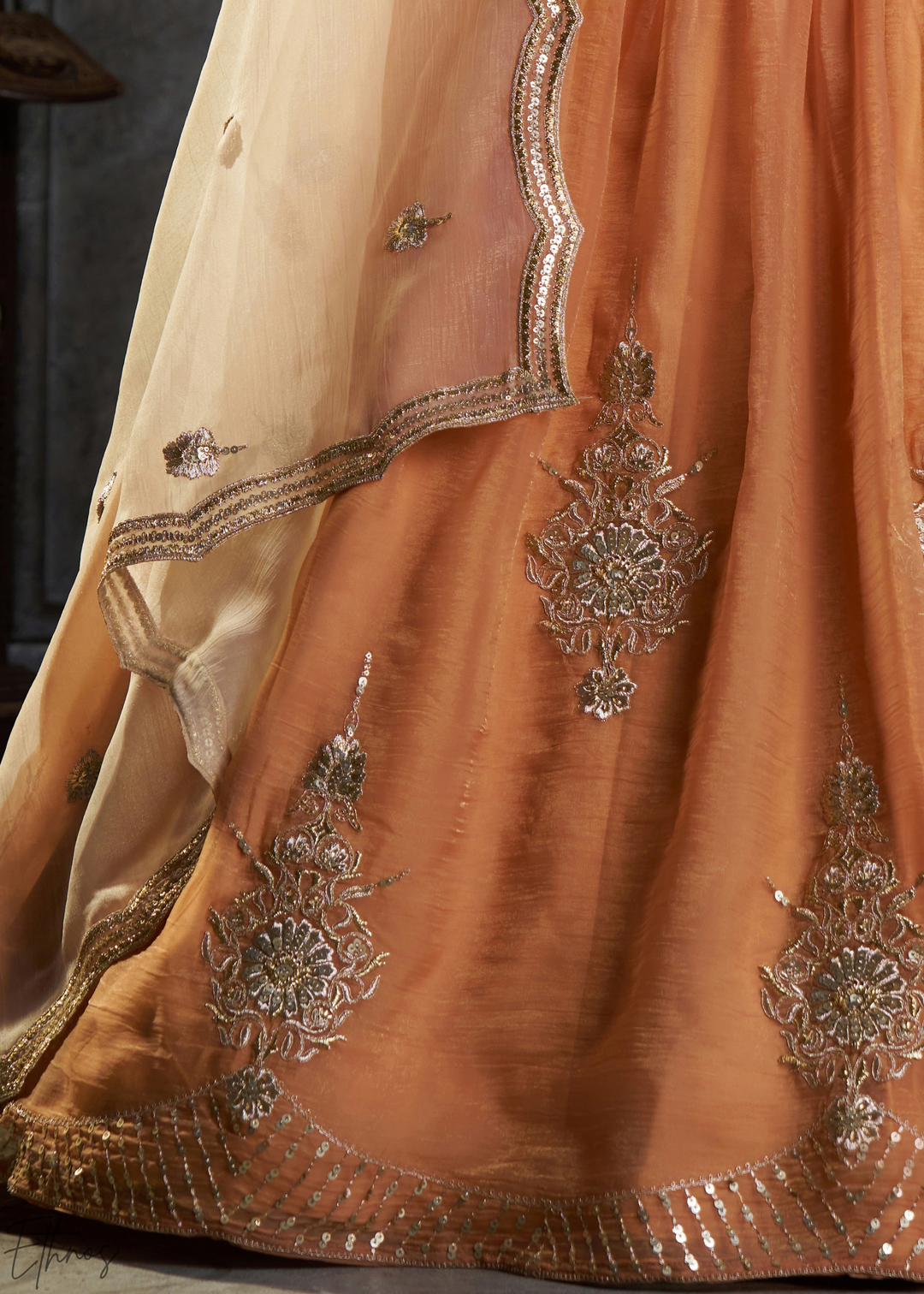 Amber Gilded Medallion Organza Lehenga Choli