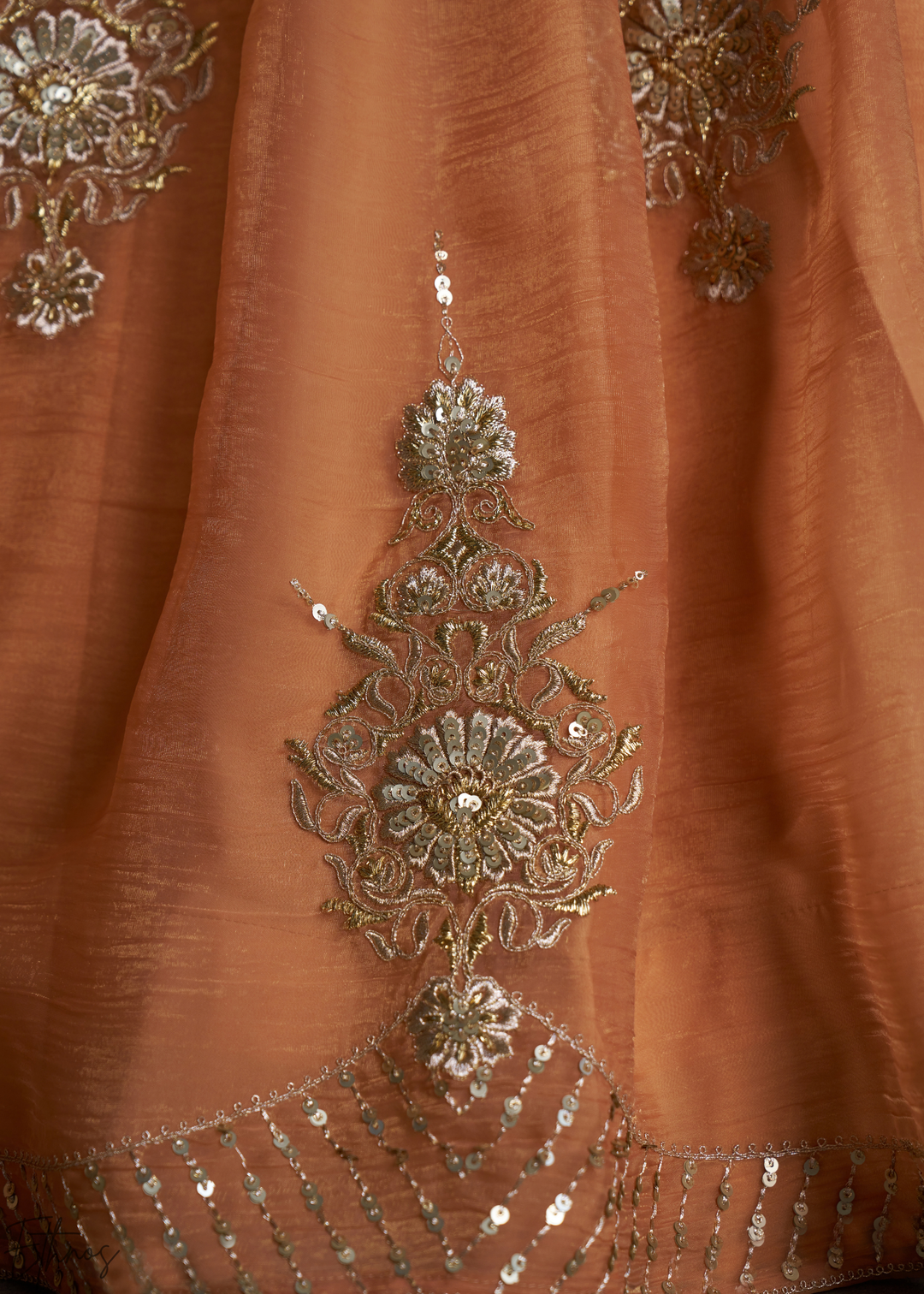 Amber Gilded Medallion Organza Lehenga Choli