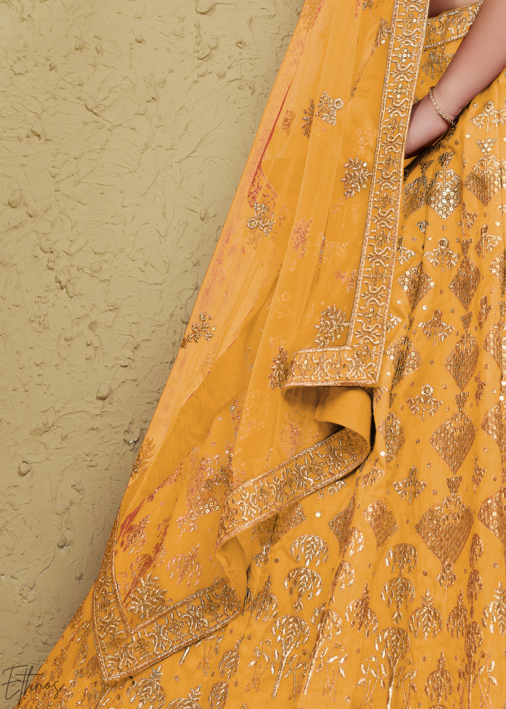 Amber Persian Paisley Silk Lehenga