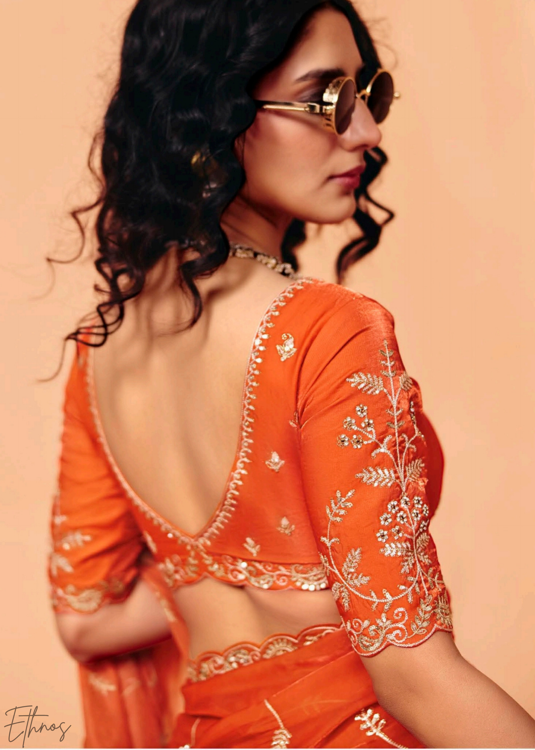 Amber Sunset-Ray Tissue Silk Saree
