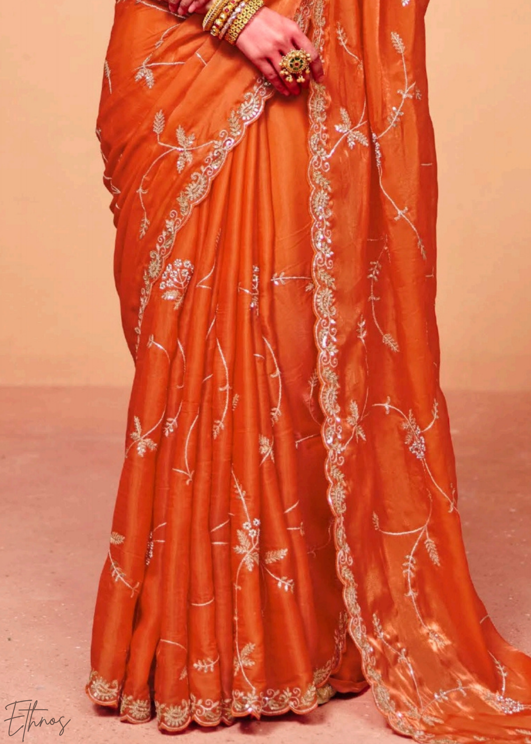 Amber Sunset-Ray Tissue Silk Saree