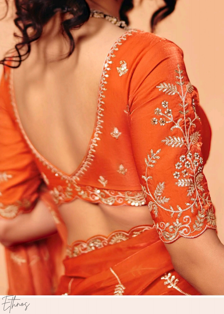 Amber Sunset-Ray Tissue Silk Saree