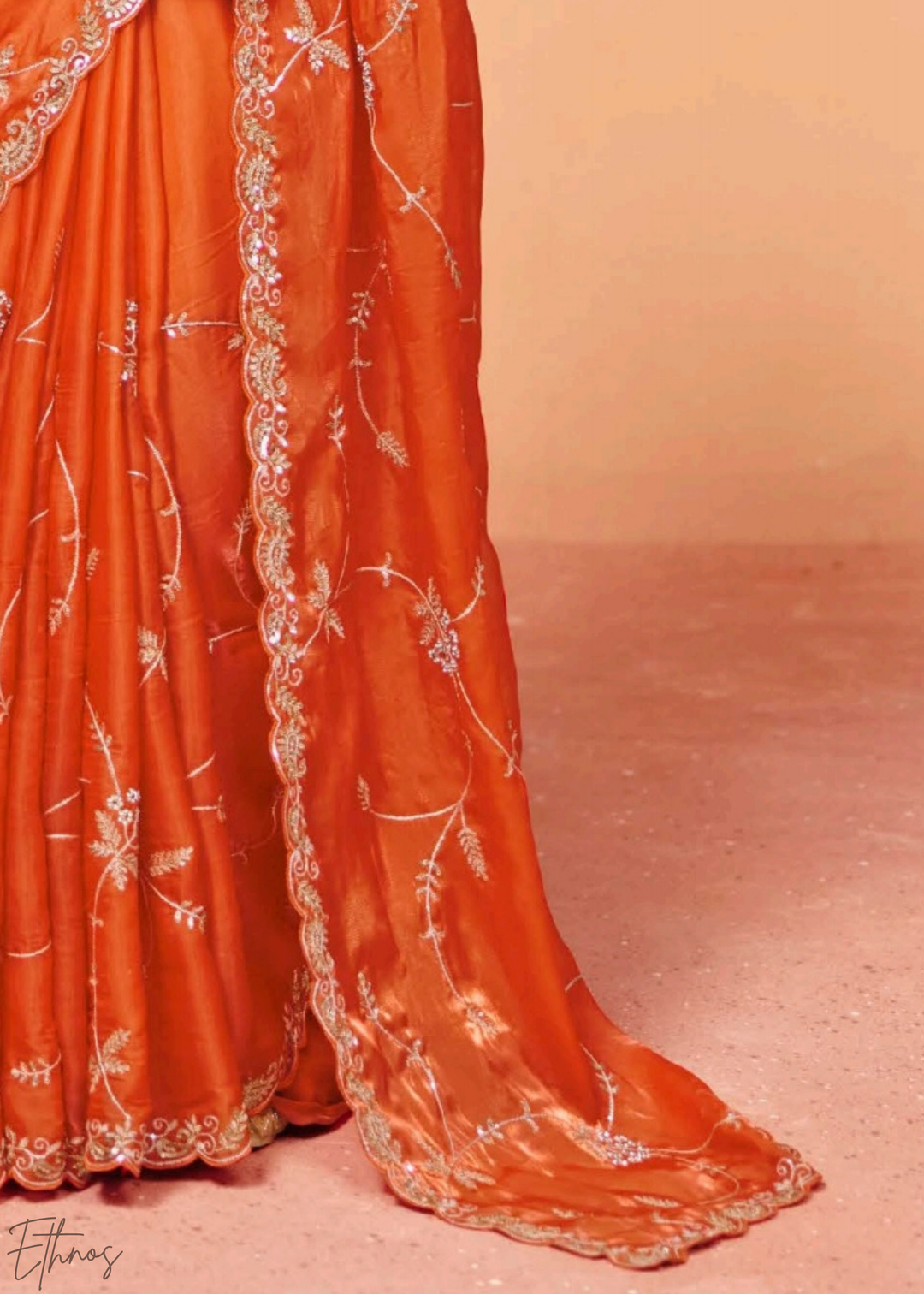Amber Sunset-Ray Tissue Silk Saree