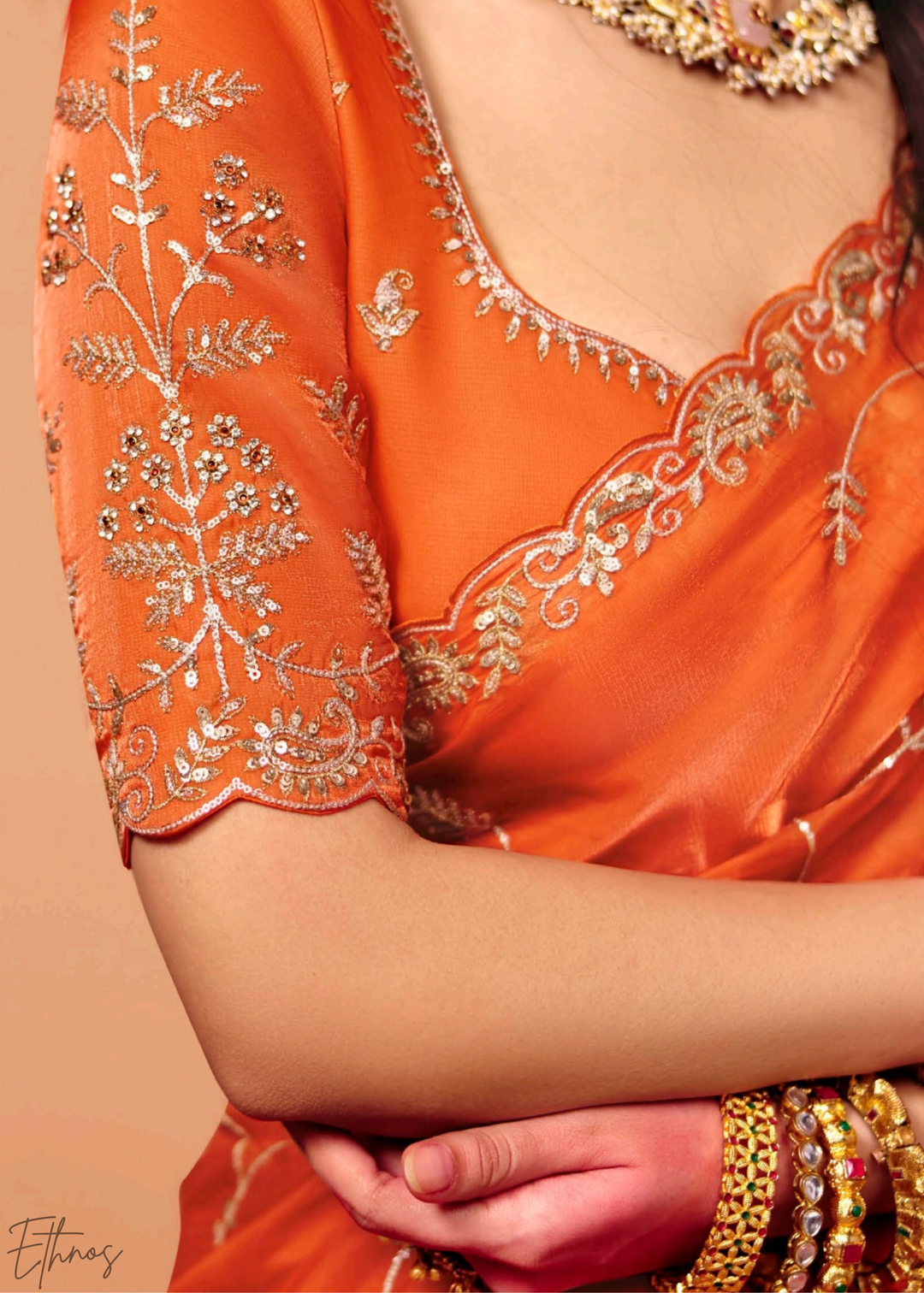 Amber Sunset-Ray Tissue Silk Saree