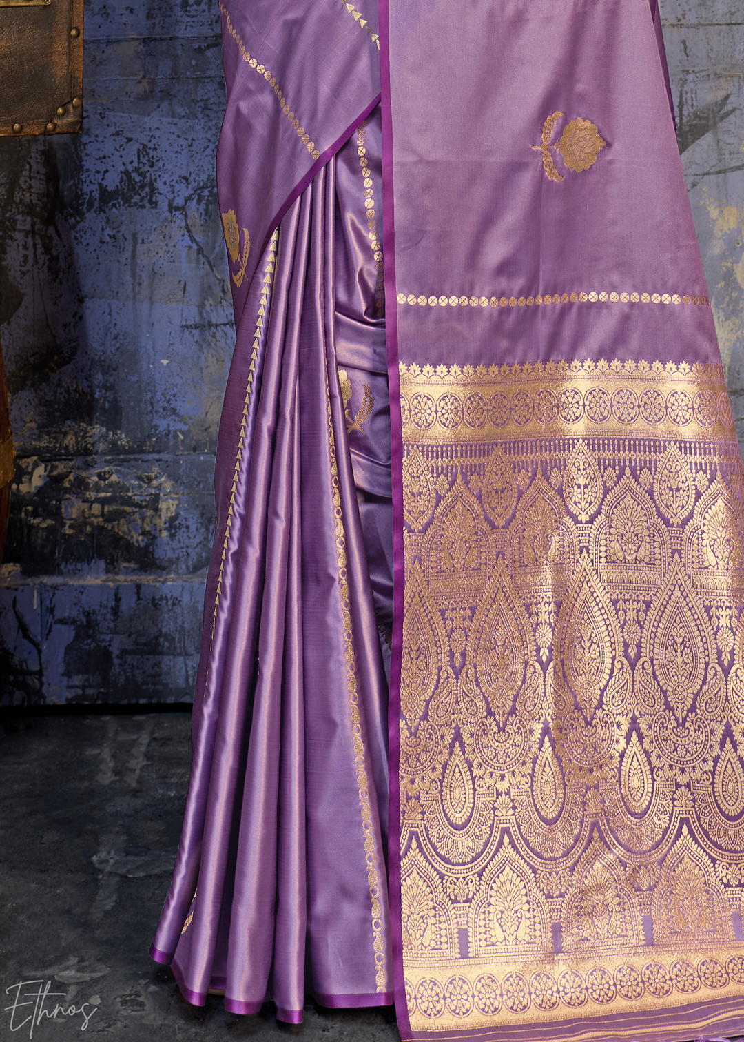 Amethyst Floral Woven Satin Saree