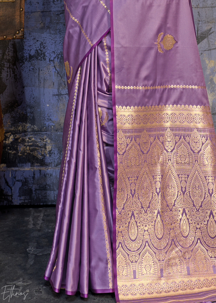 Amethyst Floral Woven Satin Saree
