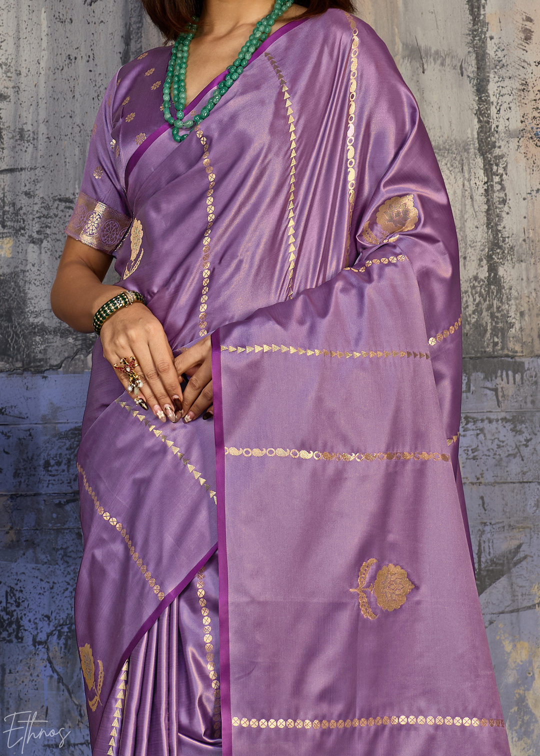 Amethyst Floral Woven Satin Saree