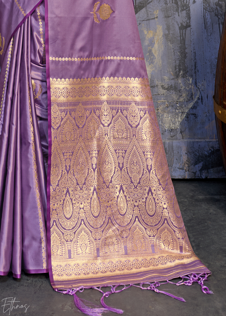 Amethyst Floral Woven Satin Saree