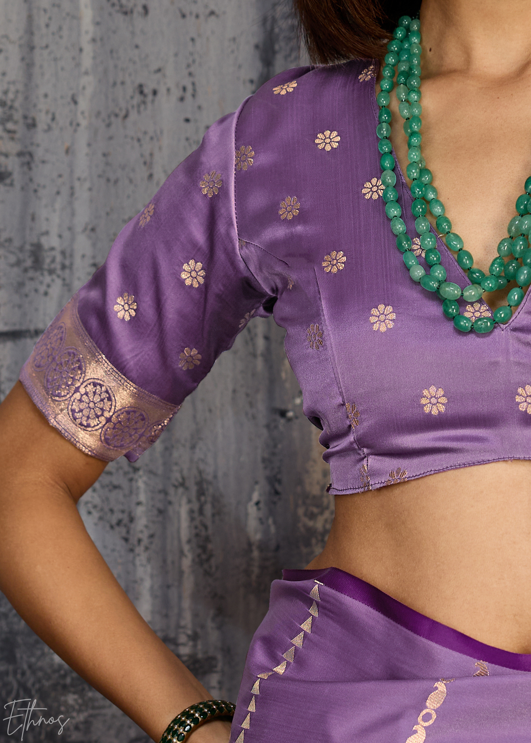 Amethyst Floral Woven Satin Saree