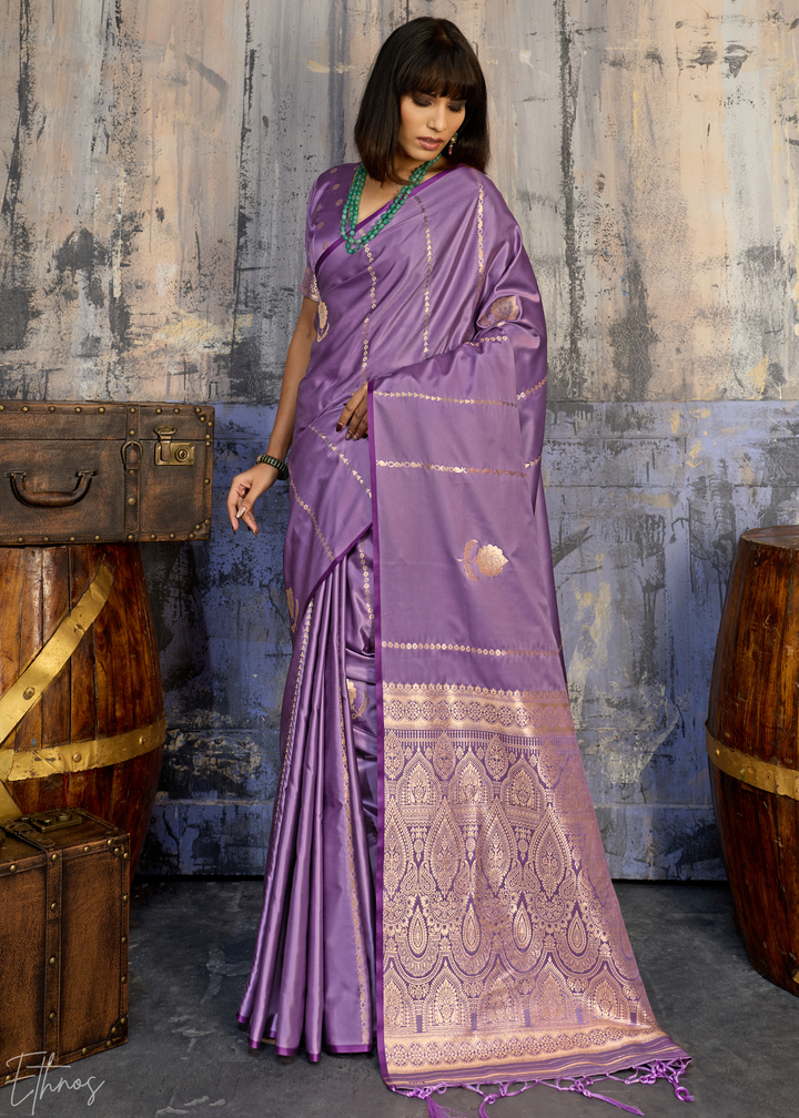 Amethyst Floral Woven Satin Saree