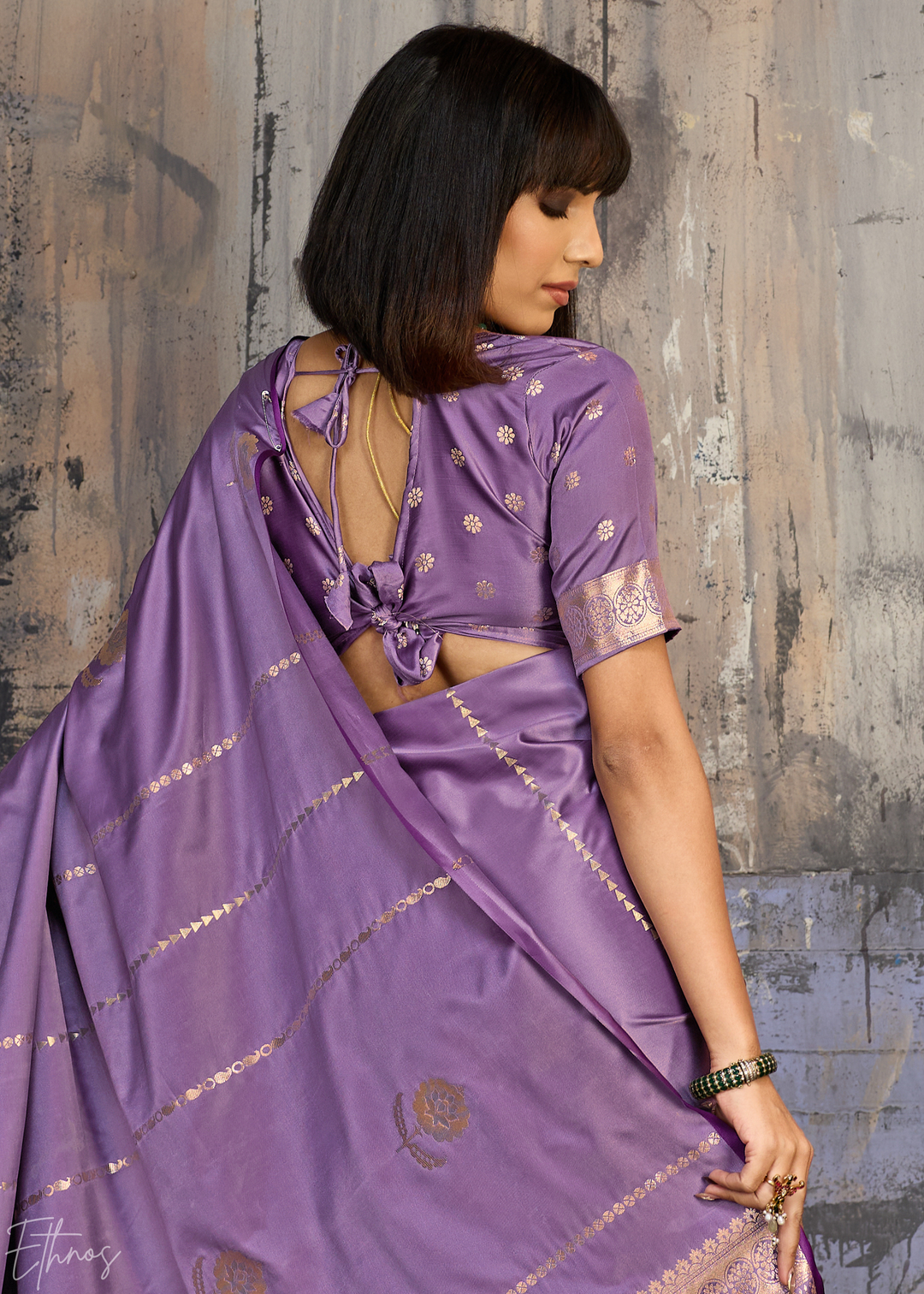 Amethyst Floral Woven Satin Saree