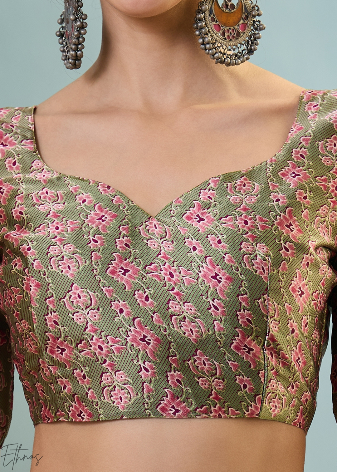 Amethyst Modal Silk Ajrakh Border Saree