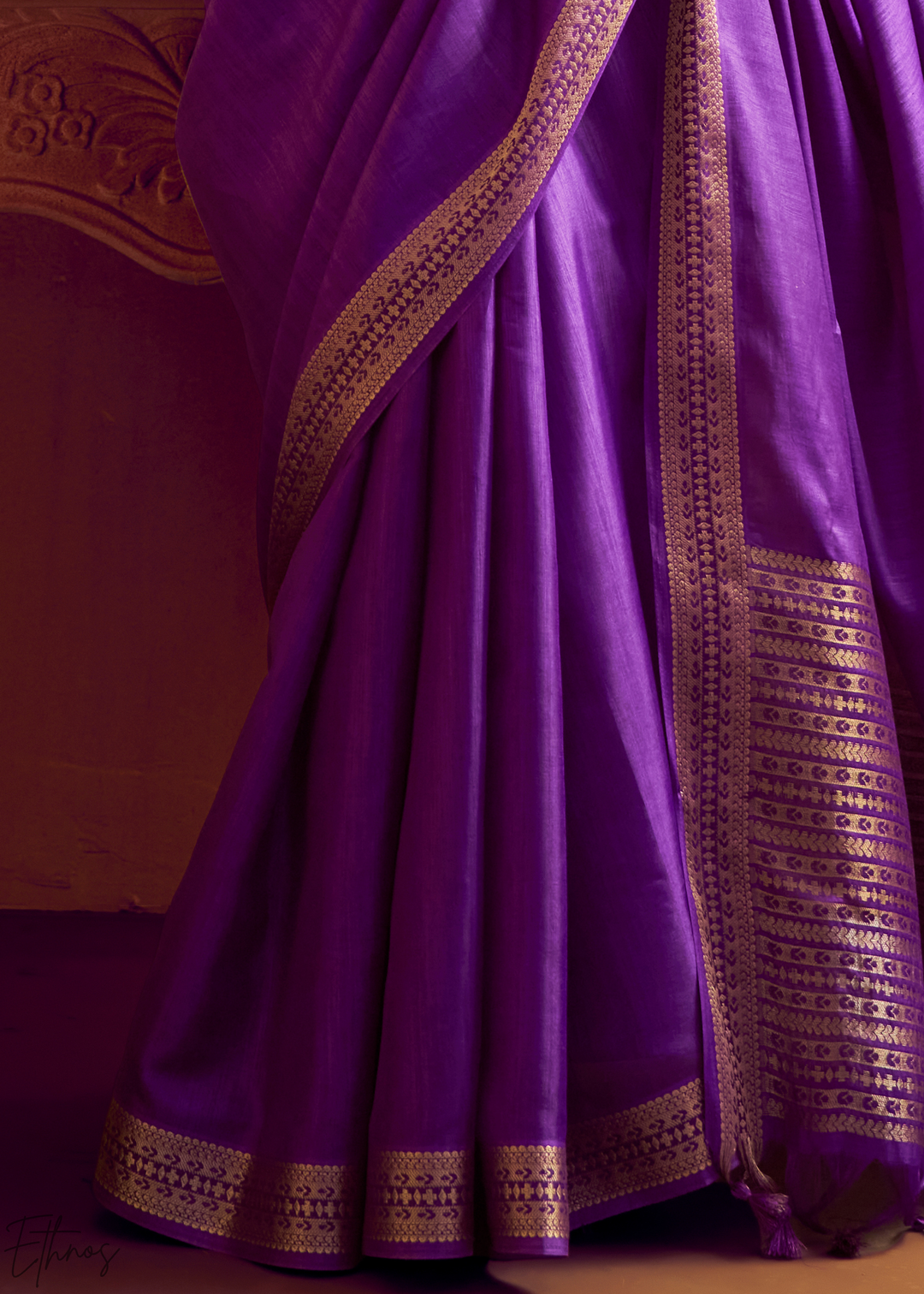 Amethyst Purple Traditional Zari Woven Tussar Silk Saree