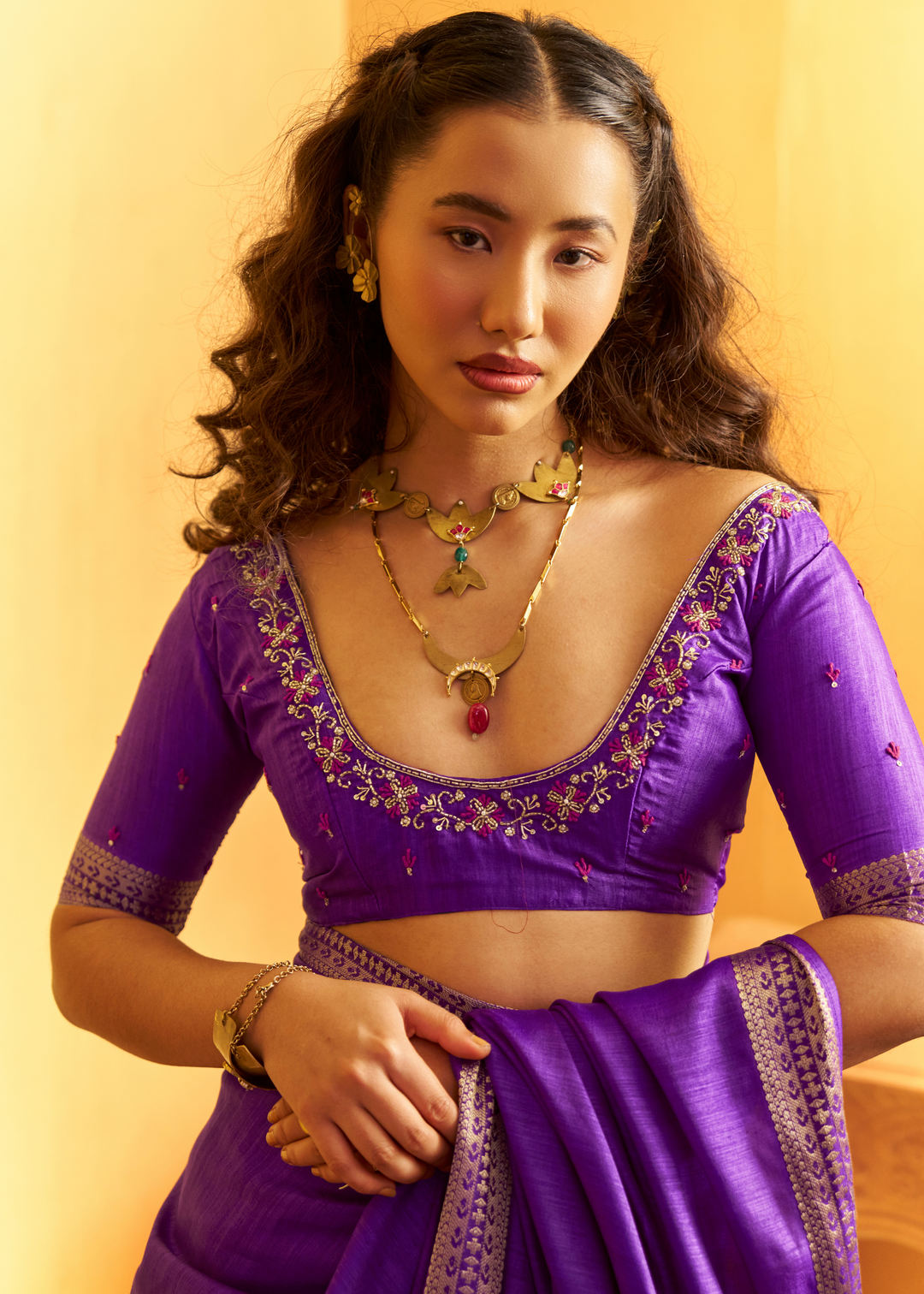 Amethyst Purple Traditional Zari Woven Tussar Silk Saree