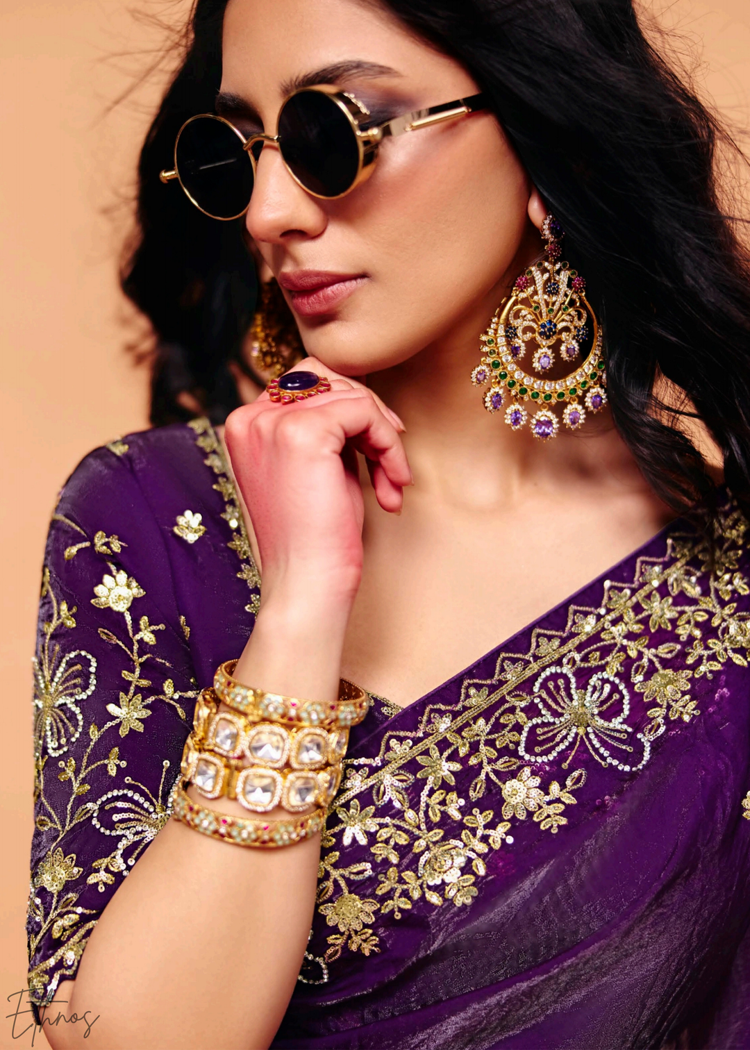 Amethyst Royal-Regalia Tissue Silk Saree