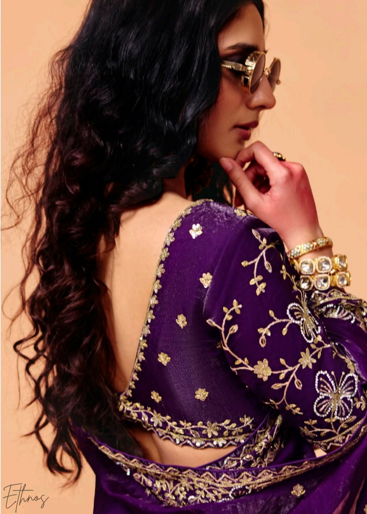 Amethyst Royal-Regalia Tissue Silk Saree