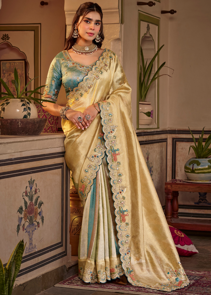Antique Gold Patola Border Embroidered Silk Saree