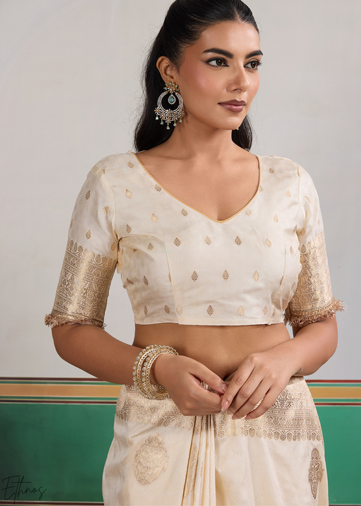 Antique Ivory Aurelian Border Silk Saree
