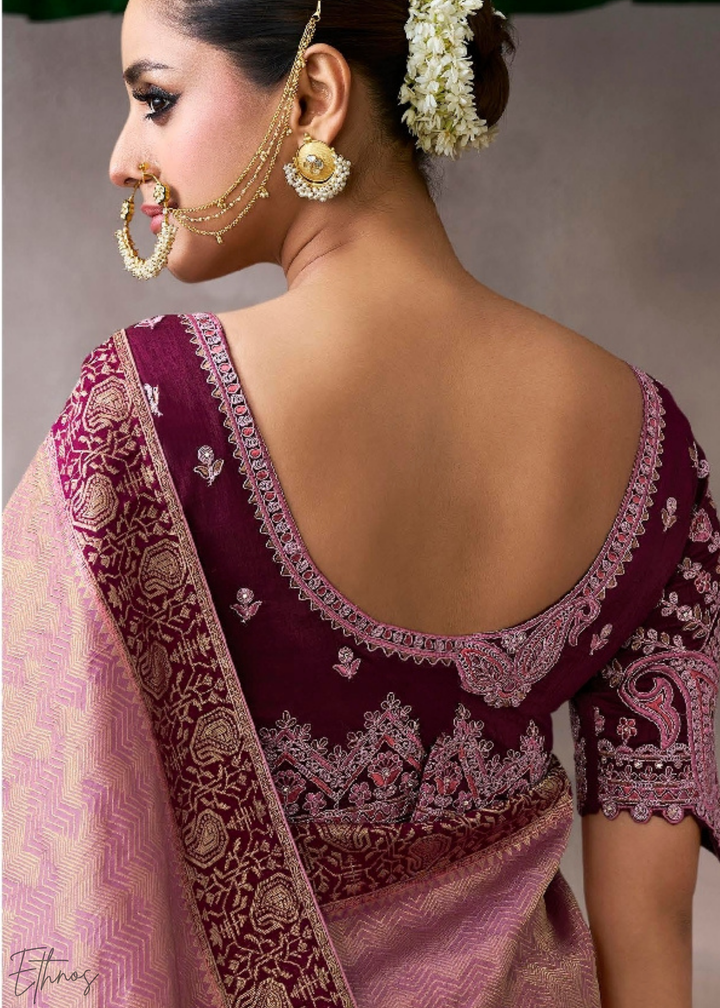 Antique Mauve Medallion Crepe Silk Saree