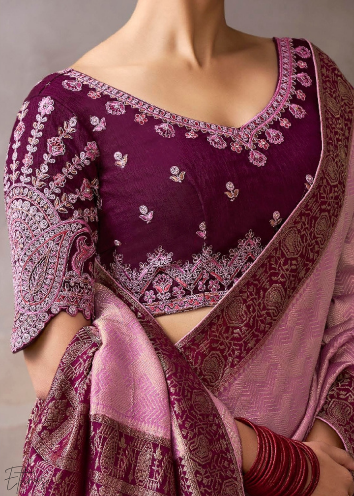 Antique Mauve Medallion Crepe Silk Saree