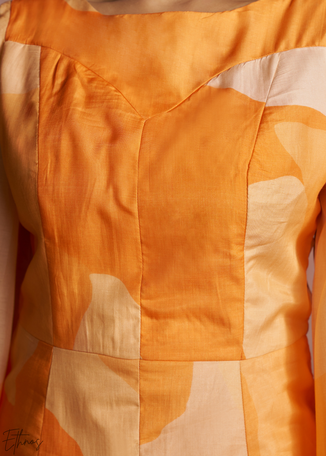 Apricot Geometric Patchwork Peplum Co-Ord Pant Set