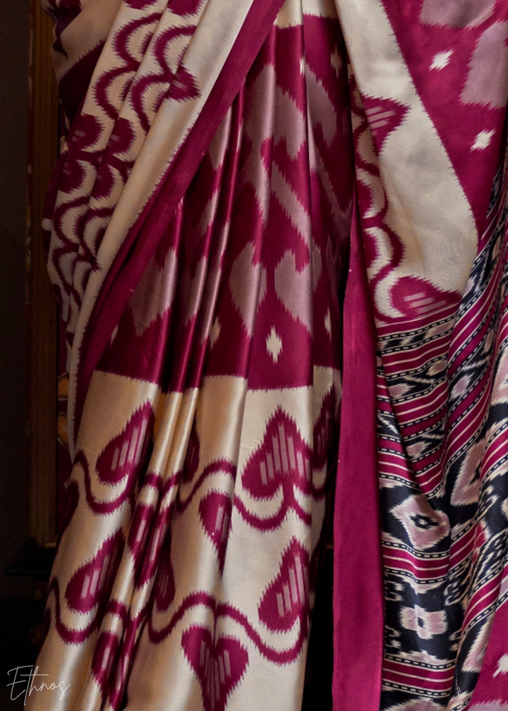 Beet Red Crimson Patola Crepe Silk Saree