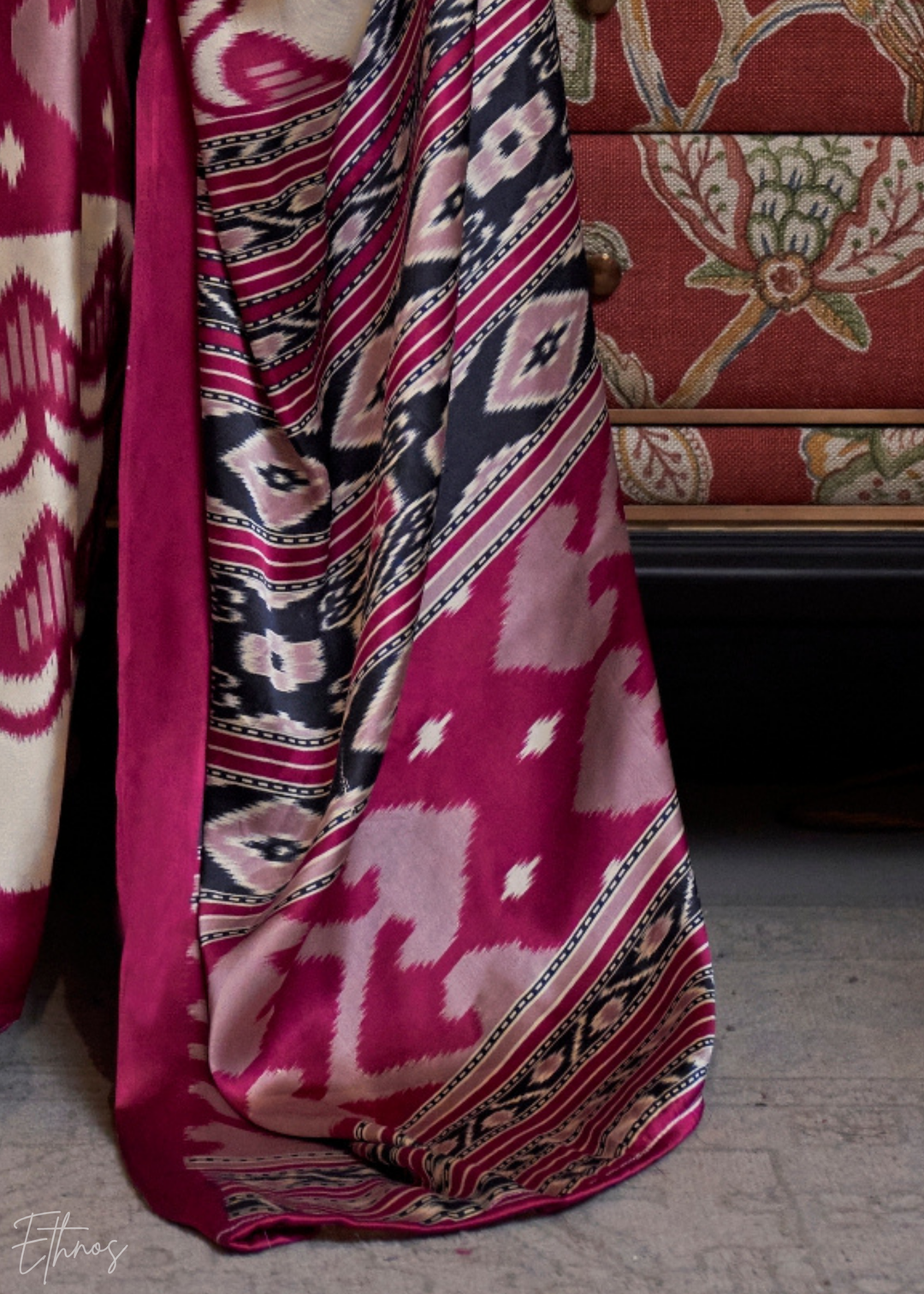 Beet Red Crimson Patola Crepe Silk Saree