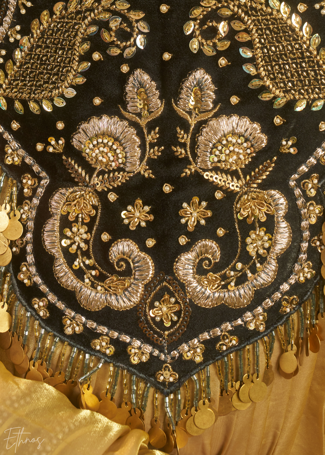 Beige Zardozi Organza Kalidar Kurta & Dupatta Set