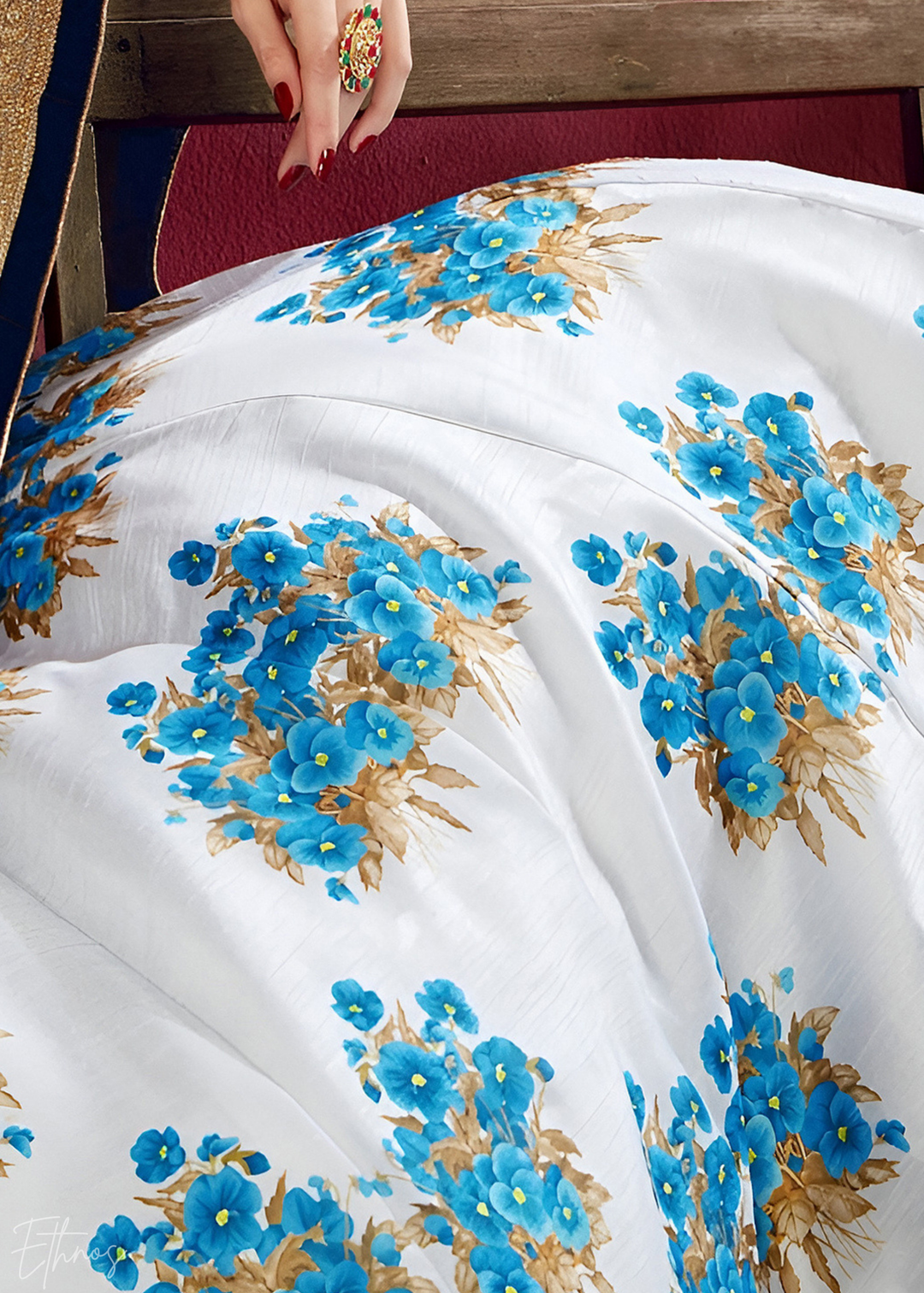 Arctic Azure Zari Bloom Silk Lehenga