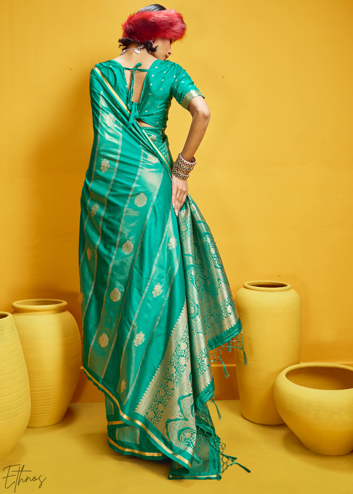 Beryl Gold-Infused Jacquard Satin Silk Saree