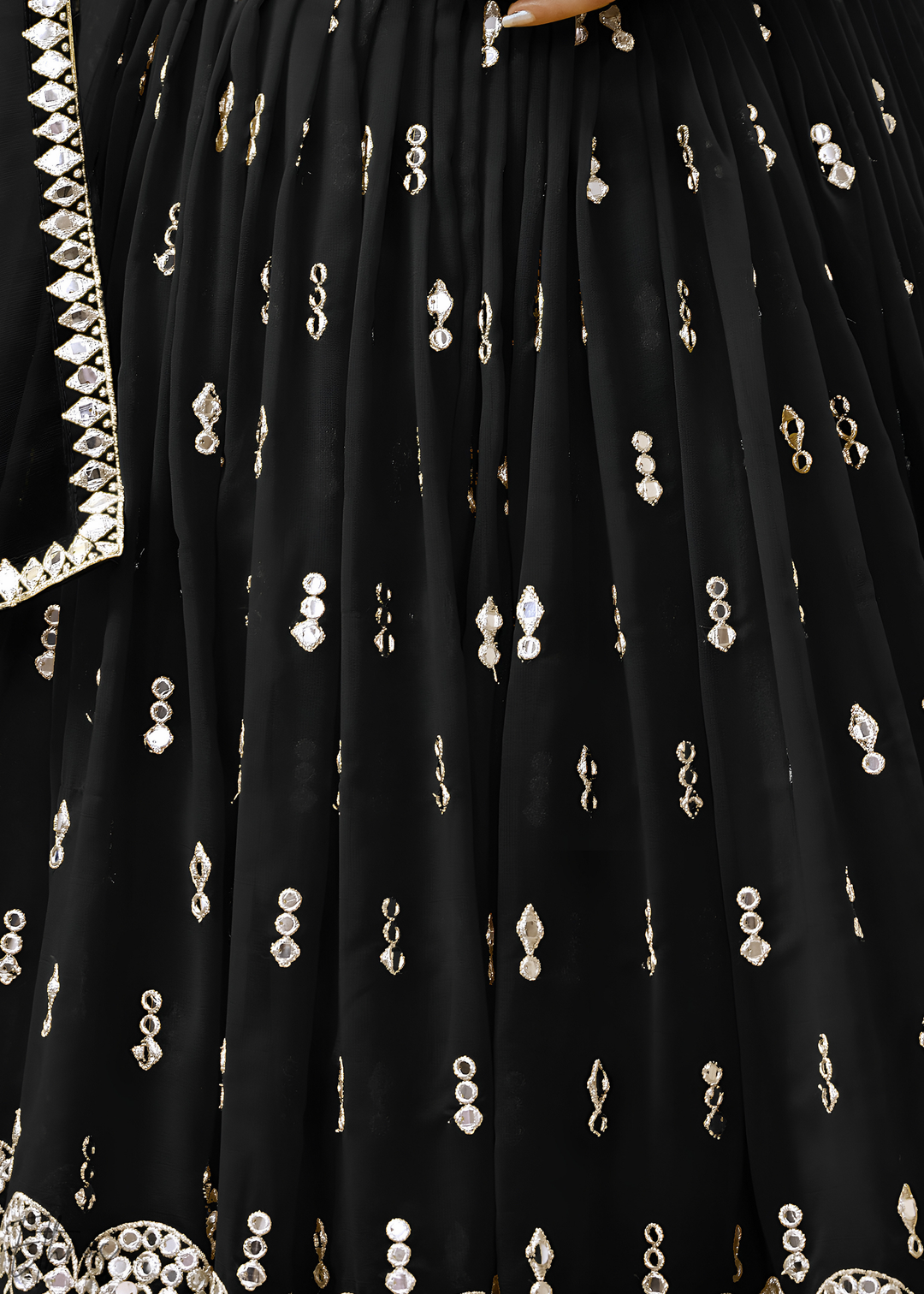 Black Sequins Georgette Lehenga