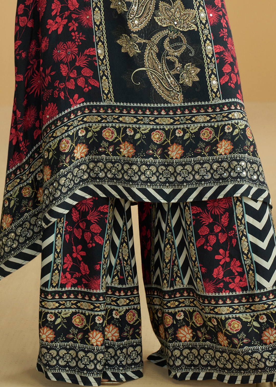 Black Crepe Silk Palazzo Suit